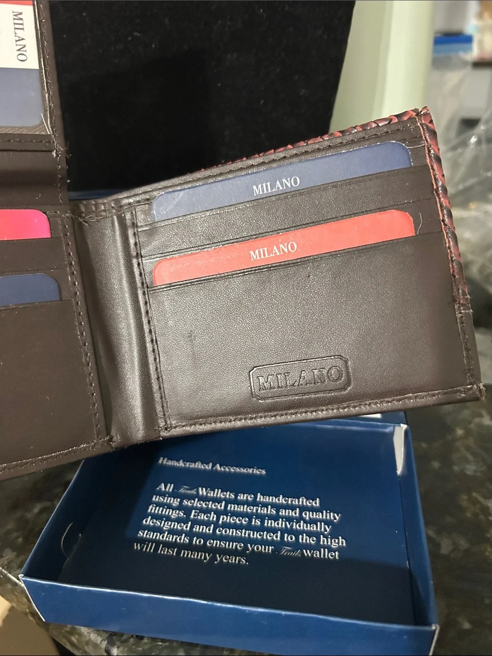 Milano Red and Brown Woven Leather Card Holder